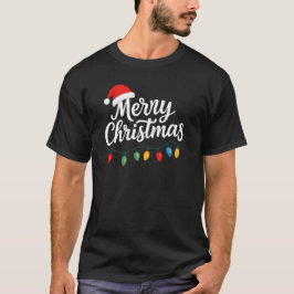 Camiseta Luces Navideñas Gorro de Santa Familia