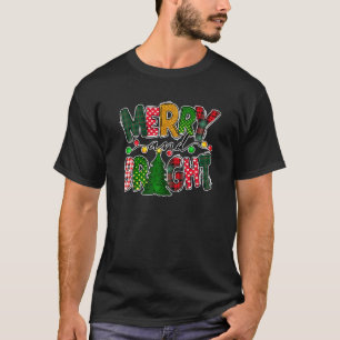Camiseta Luces Navideñas Retro Merry And Bright Navidad