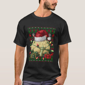 Camiseta Luces navideñas Ugly Santa Hat Vegetable Cauliflow