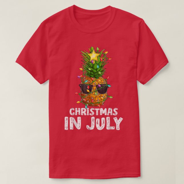Camiseta Luces Pineapple Xmas Tree Funny Pineapple Christin (Diseño del anverso)