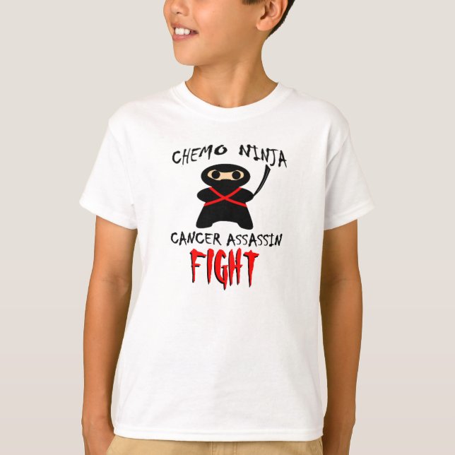 Camiseta ¡LUCHA!  Asesino del cáncer de Chemo Ninja (Anverso)