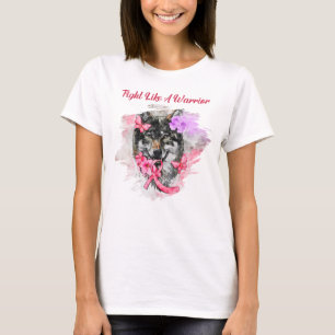 Camiseta Lucha Como Conciencia De La Cinta Rosa De Un Lobo