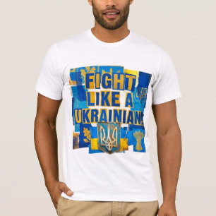 Camiseta Lucha como un ucraniano. Escudo de armas de Ucrani