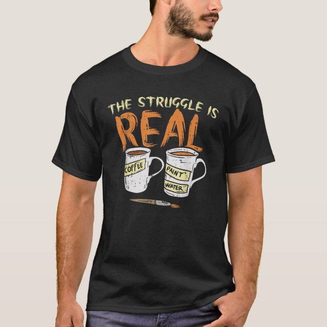 Camiseta Lucha contra el Café Real Pintar Agua Divertida Do (Anverso)