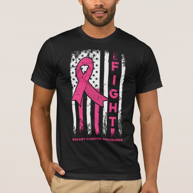 Camiseta Lucha contra el cáncer de mama con bandera (Anverso)