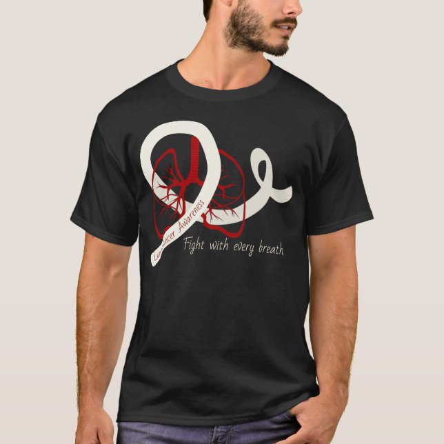 Camiseta Lucha contra el cáncer de pulmón, pulmones y cinta (Anverso)