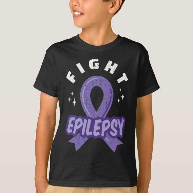 Camiseta Lucha contra la epilepsia de la cinta morada Ayuda (Anverso)