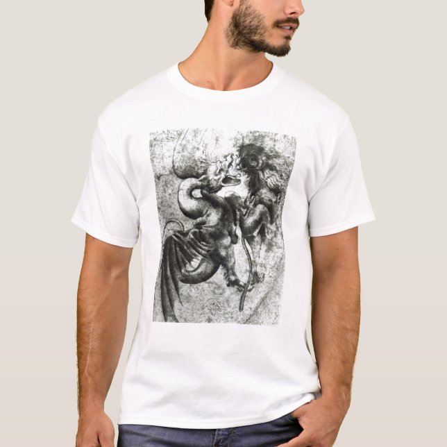 Camiseta Lucha entre un dragón y un león (Anverso)
