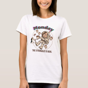 Camiseta Lucha Espacial del Lunes Astronauta Café y Cachorr