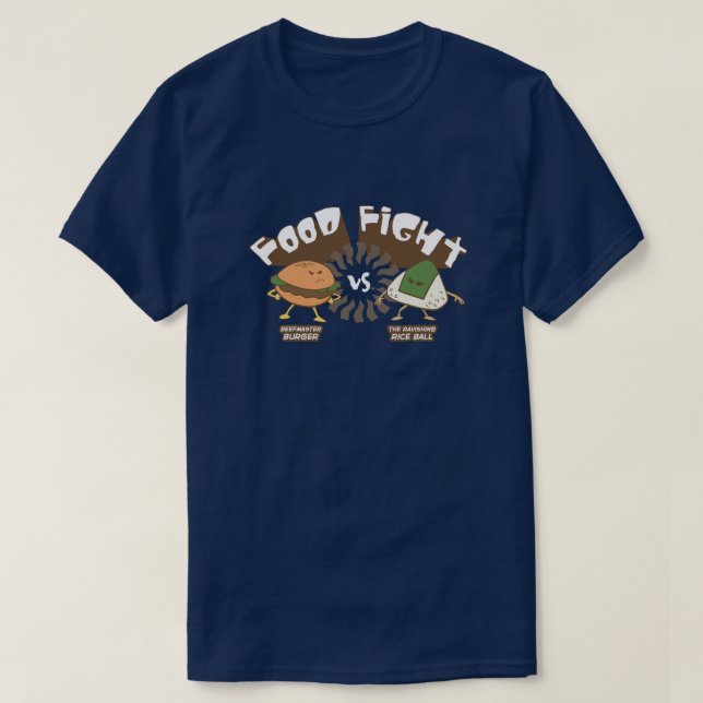 Camiseta ¡Lucha por la comida! Burger vs. Rice Ball Gracios (Diseño del anverso)