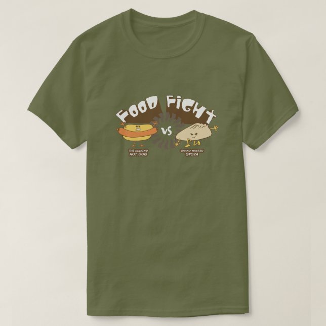 Camiseta ¡Lucha por la comida! Hotdog vs. Potsticker Divert (Diseño del anverso)