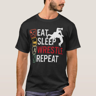 Camiseta Lucha Repite Dormir Comer Lucha de Repetición