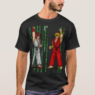 CAMISETA LUCHADOR DE CALLE RYU KEN MATRIX NEGRO POR SAMURAI