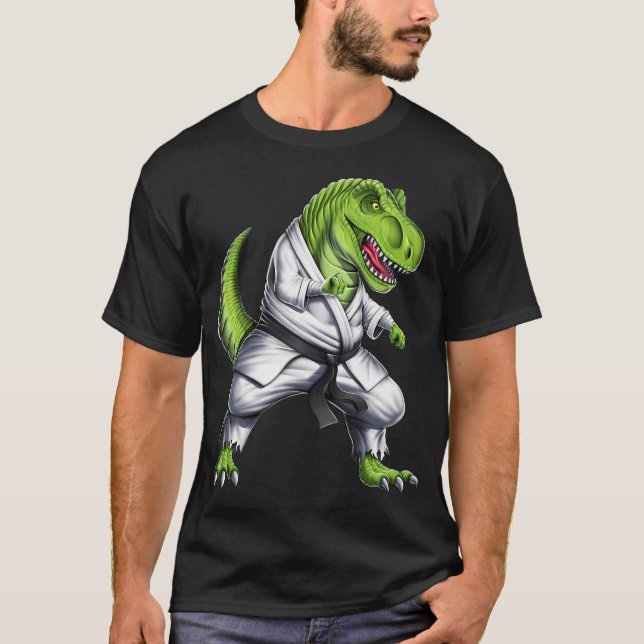 Camiseta Luchador de Karate Dinosaurio T-Rex (Anverso)