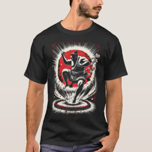 Camiseta Luchador de Sumo en Luna Roja, Arte de Anime Japon