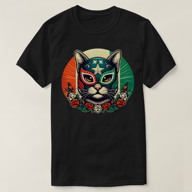 Camiseta Luchador Luchador Gato de lucha libre Máscara (Diseño del anverso)