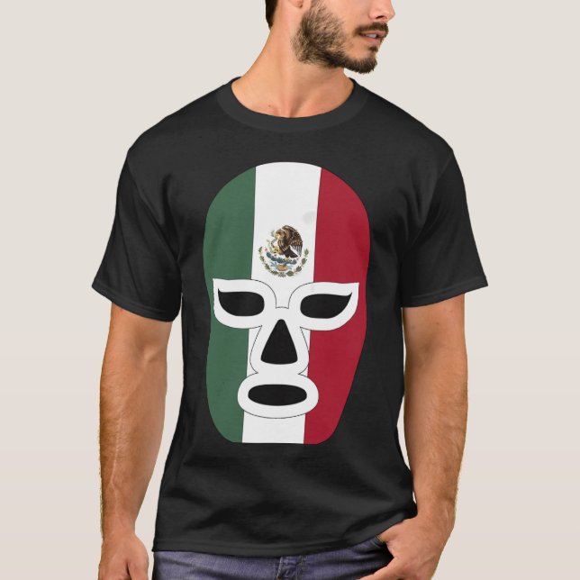 Camiseta Luchador mexicano luchador de máscaras con bandera (Anverso)
