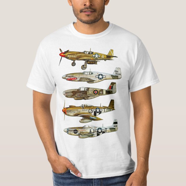 Camiseta Luchador norteamericano P-51 Mustang WW2 (Anverso)