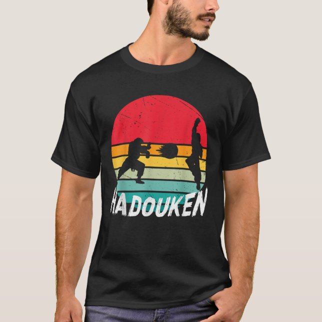 Camiseta Luchador Retro HADOUKEN de 16 bits (Anverso)