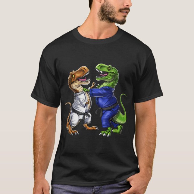 Camiseta Luchadores de Jiu-Jitsu de Dinosaurio T-Rex (Anverso)