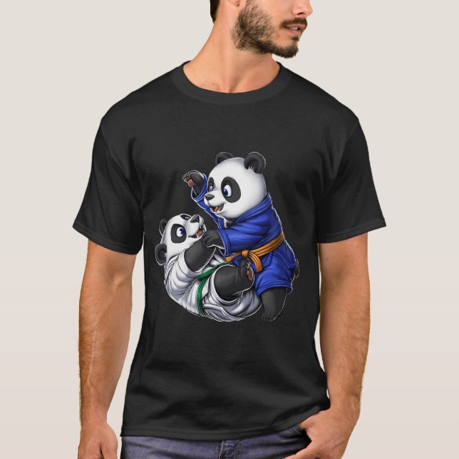 Camiseta Luchadores de Jiu-Jitsu de Osos Panda (Anverso)