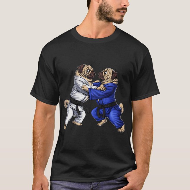 Camiseta Luchadores de Jiu-Jitsu Pug (Anverso)