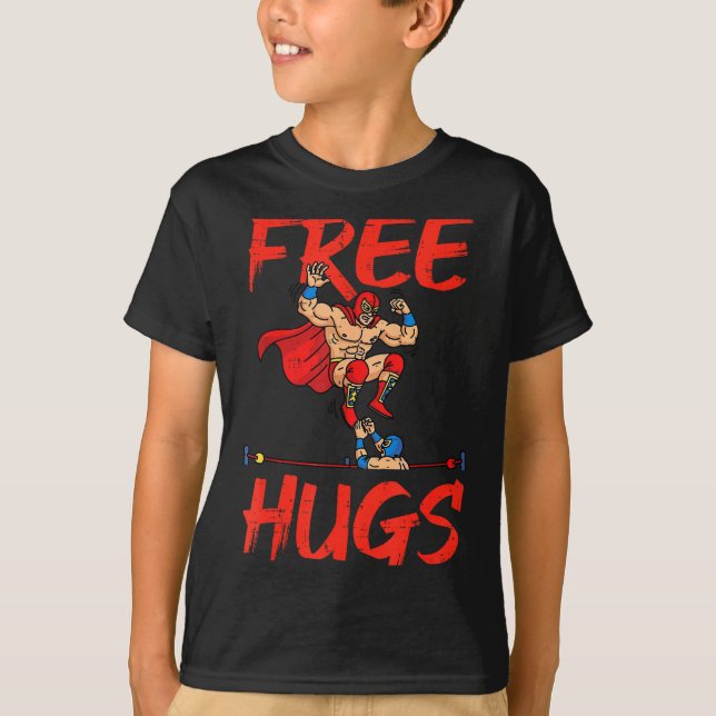 Camiseta Luchadores de lucha libre se abrazan humor diverti (Anverso)