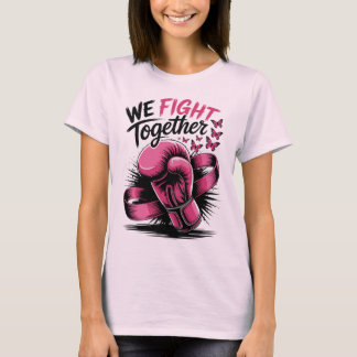 Camiseta Luchamos Juntos Guante de Boxeo Rosa Cáncer de Sen