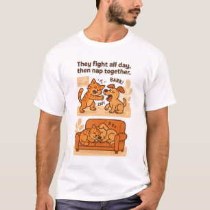 Camiseta Luchan todo el día y luego se sientan juntos - cam