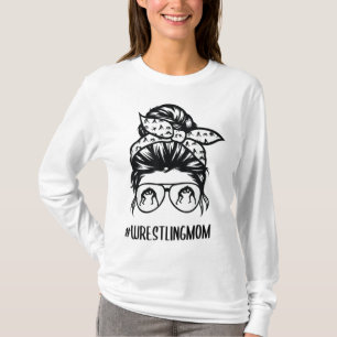 Camiseta Luchando con gafas de pelo de bollo de mamá desord