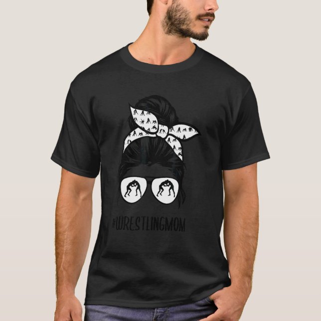 Camiseta Luchando con gafas de pelo de desordenado de mamá (Anverso)