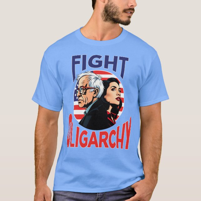 Camiseta Luchando contra la oligarquía Bernie Sanders y la  (Anverso)