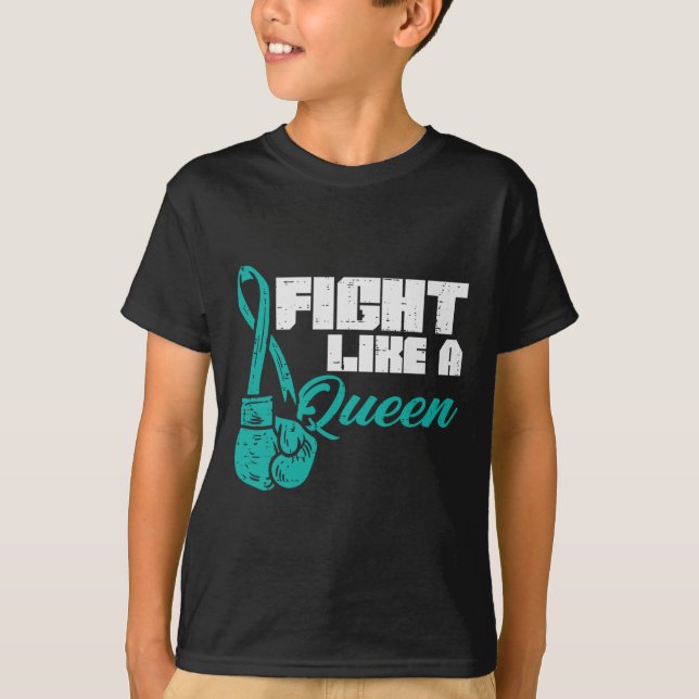 Camiseta Luchar Como La Reina Verde azulada Guantes De Boxe (Anverso)