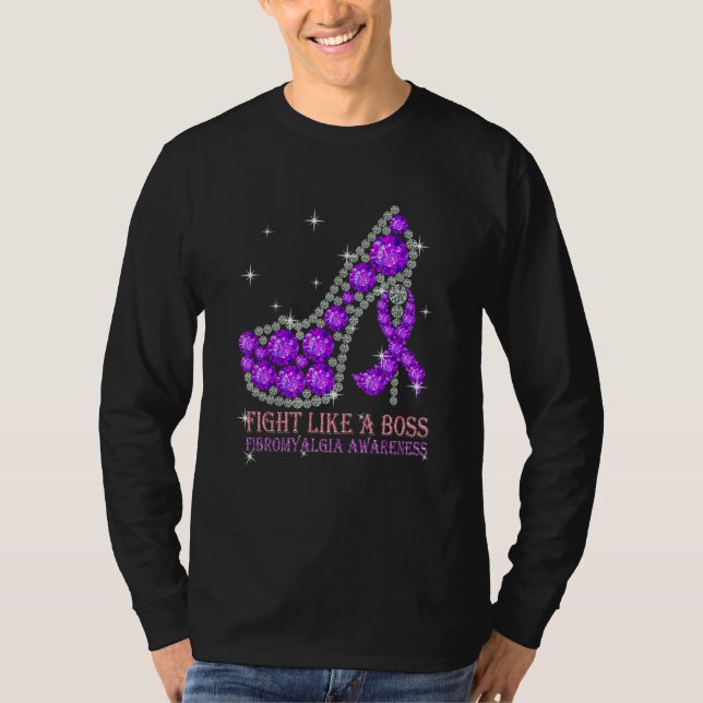 Camiseta Luchar Como Un Jefe Fibromialgia Conciencia (Anverso)