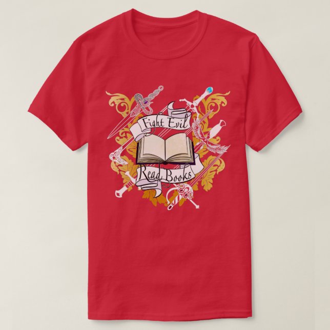 Camiseta Luchar contra el mal leyendo libros (Diseño del anverso)