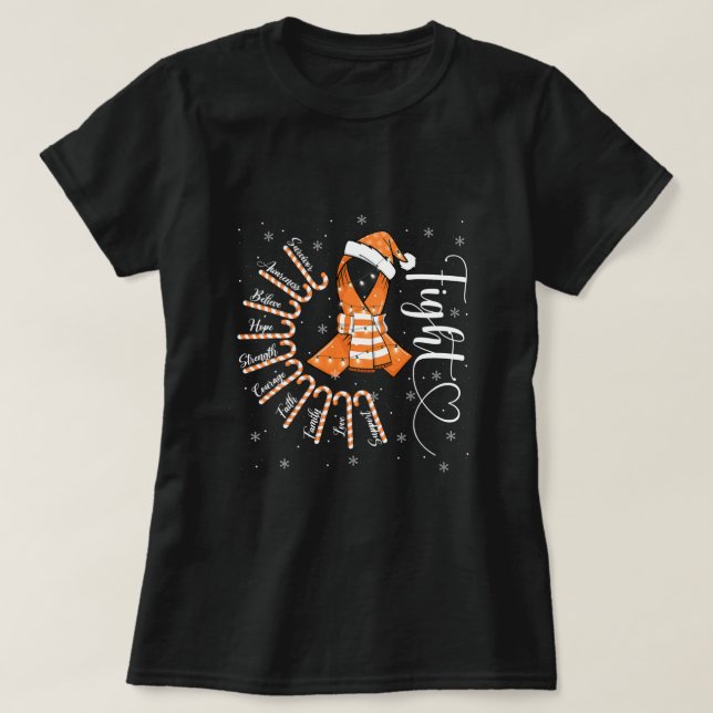 Camiseta Luchar contra el Naranja Ribbon Conciencia de la E (Diseño del anverso)