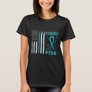 Camiseta Luchar Contra La Cinta Y Bandera Verde azuladas De