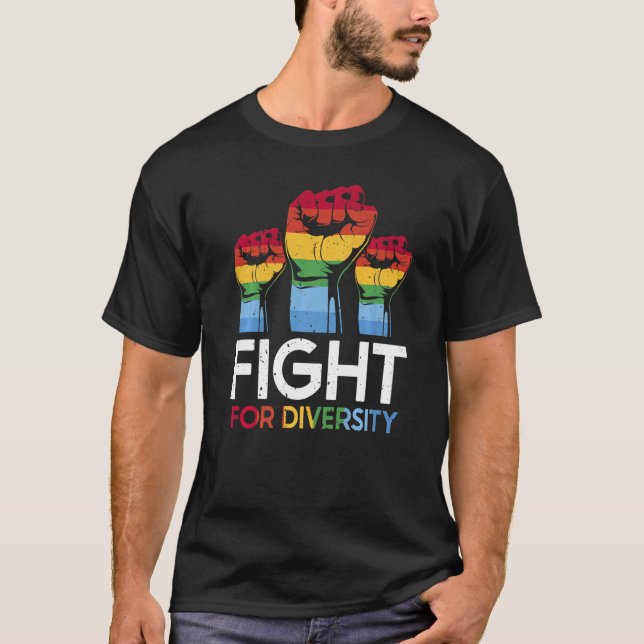 Camiseta Luchar por la diversidad Movimiento LGBT Derechos  (Anverso)