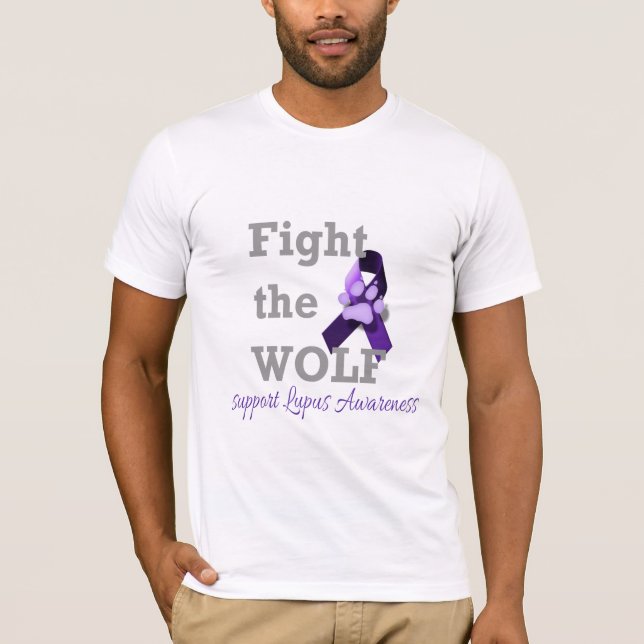 Camiseta ¡Luche el lobo! Apoye la conciencia del lupus (Anverso)