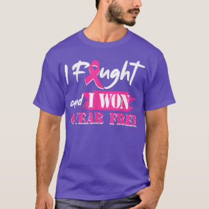 Camiseta Luché Y Gané 4 Años Consciente Del Cáncer De Mama