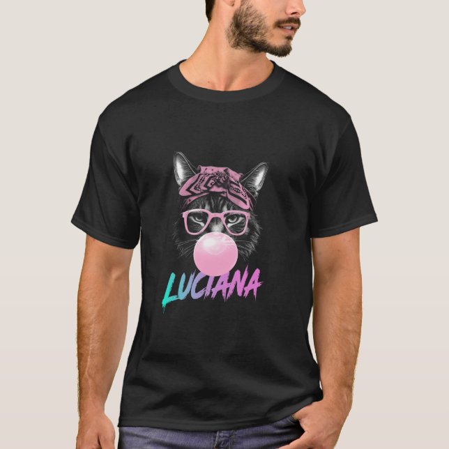 Camiseta LUCIANA Adorable nombre chica con gato lindo (Anverso)