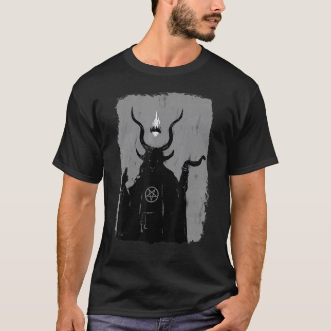 Camiseta Lucifer Light Bearer Satanic Occult Baphomet Goat  (Anverso)