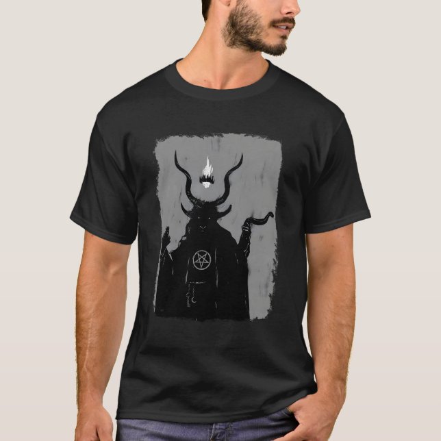Camiseta Lucifer Light Bearer Satanic Occult Baphomet Goat (Anverso)