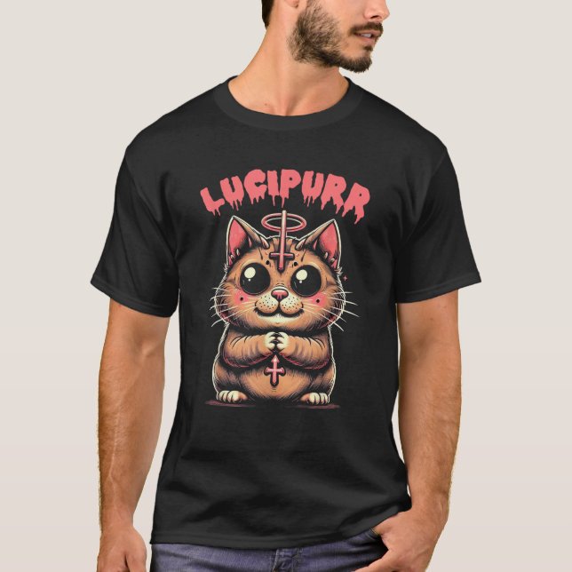 Camiseta Lucifer Occult Devil Cat Lucipurr Halloween Demon (Anverso)