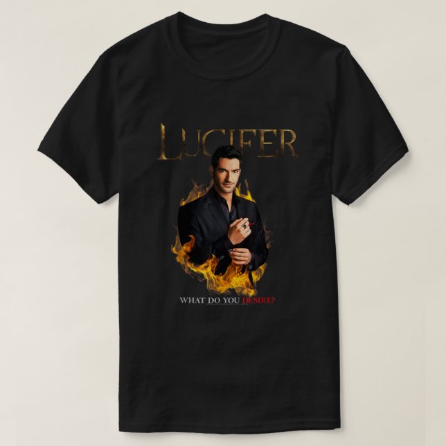 Camiseta Lucifer Qué Deseas (Diseño del anverso)