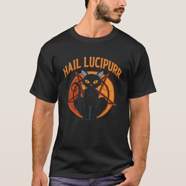 Camiseta Lucipurr  Satanic Baphomet Occult Gothic Demon Cat (Anverso)