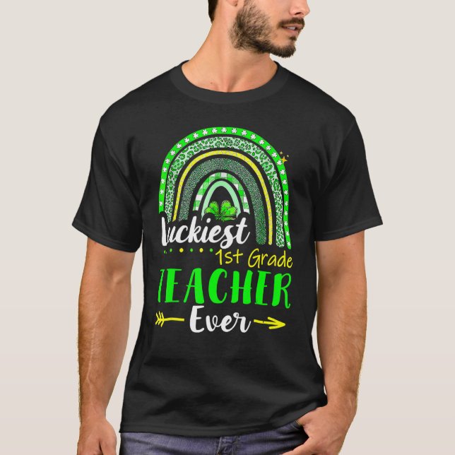 Camiseta Luckiest 1st Grade Teacher Ever St Patrick's Day L (Anverso)