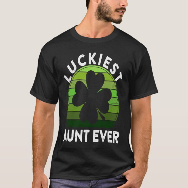 Camiseta Luckiest Aunt Ever  Shamrock Sunset St Patricks Da (Anverso)