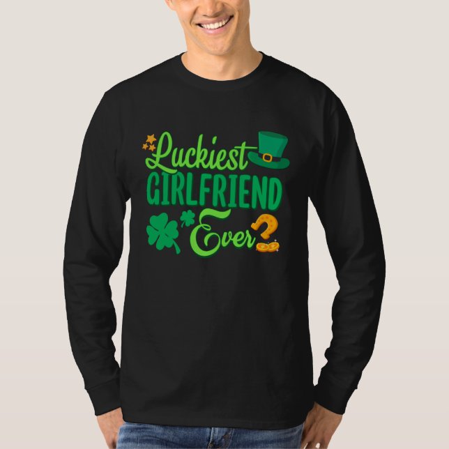 Camiseta Luckiest Girlfriend Ever St Patricks Day Cute Wome (Anverso)