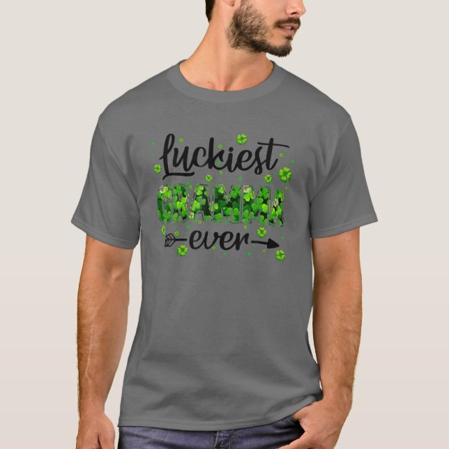 Camiseta Luckiest Gramma Ever Shamrock St Patrick's Day Iri (Anverso)